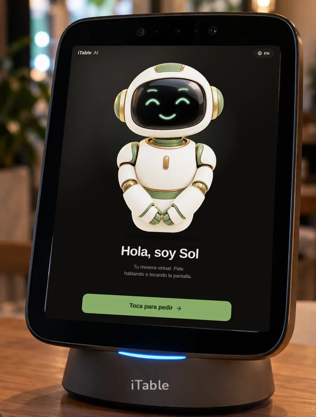 Pantalla real de la tablet de iTable: Sol llega a la mesa