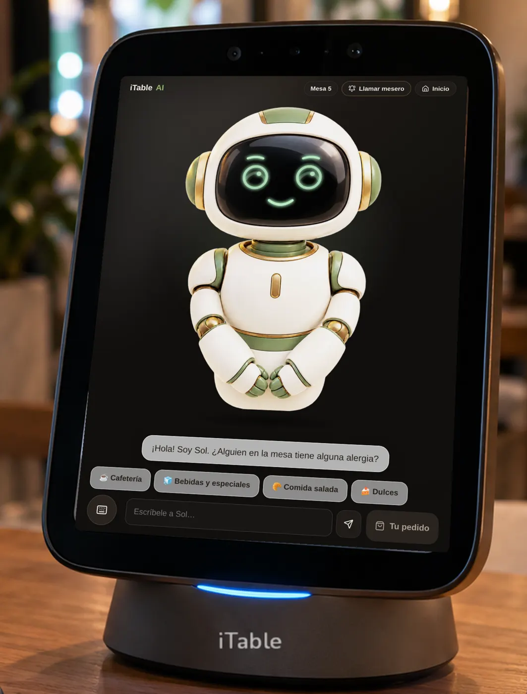 Pantalla real de la tablet de iTable: Cuida cada alergia