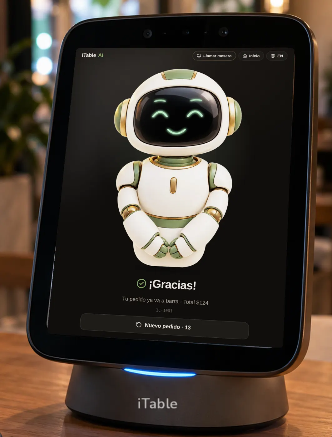 Pantalla real de la tablet de iTable: Cierra con una sonrisa